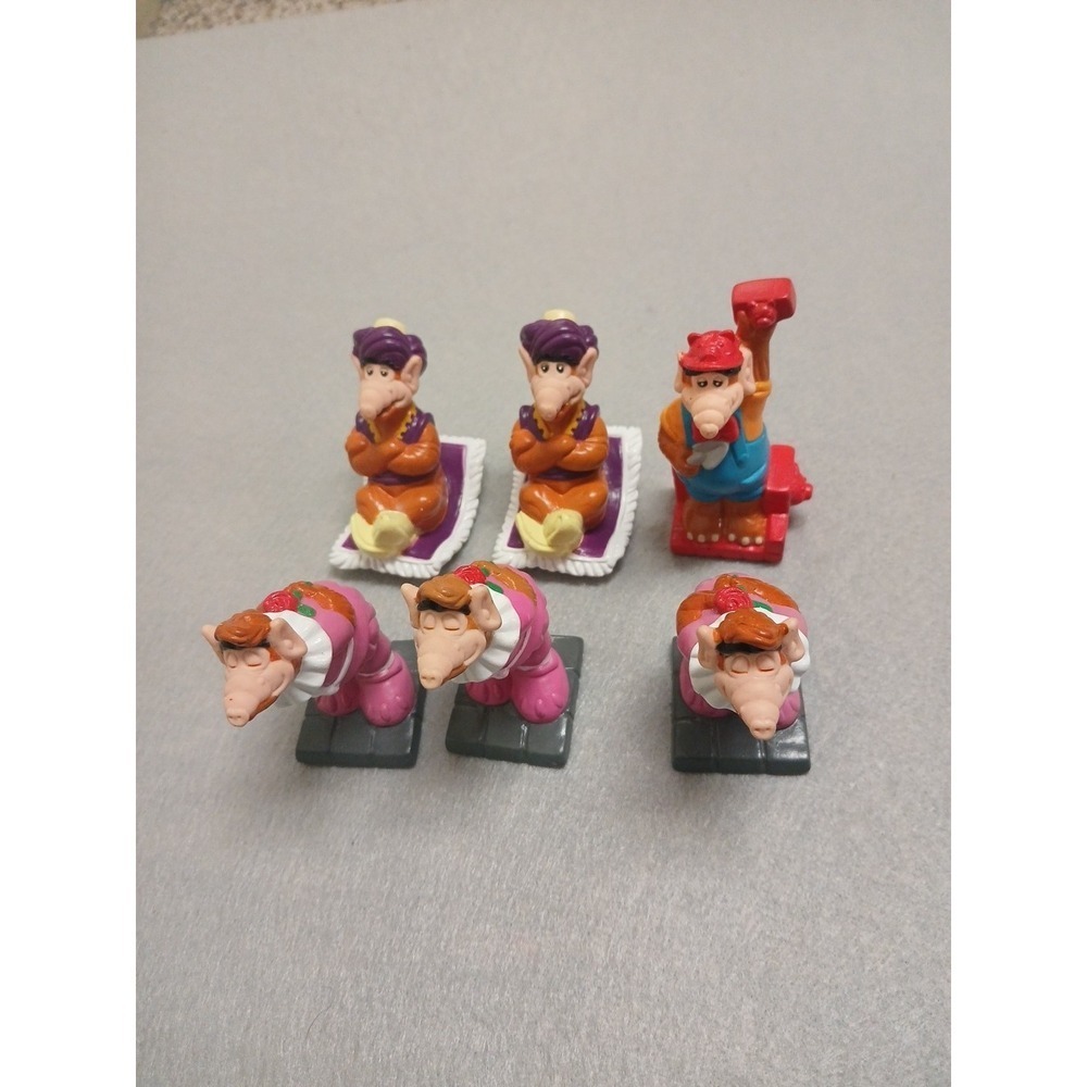 Vintage Alf Alien Prod. 1990 Wendys Lot Of 6 Figures Aladdin & 3 Little Pigs